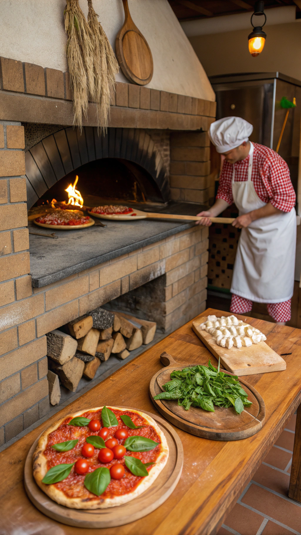 Traditional Italian wood-fired oven with glowing embers